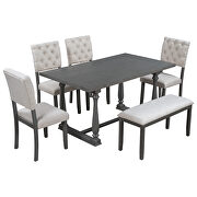 6-piece dining table, chair and bench set with special shaped legs in gray by La Spezia additional picture 12
