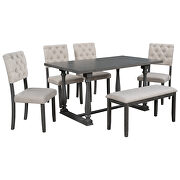 6-piece dining table, chair and bench set with special shaped legs in gray by La Spezia additional picture 15
