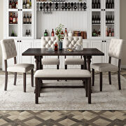 6-piece dining table, chair and bench set with special shaped legs in espresso by La Spezia additional picture 2