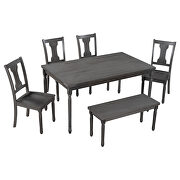 Classic 6pc dining set wooden table and 4 chairs with bench in gray by La Spezia additional picture 3