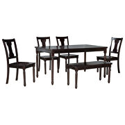 Classic 6pc dining set wooden table and 4 chairs with bench in espresso by La Spezia additional picture 3
