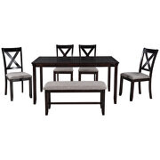 Espresso wood 6-piece dining table set rectangular dining table, 4 fabric chairs and bench by La Spezia additional picture 17
