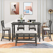 6-piece counter height dining table set table with shelf 4 chairs and bench in gray by La Spezia additional picture 2