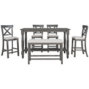 6-piece counter height dining table set table with shelf 4 chairs and bench in gray by La Spezia additional picture 5