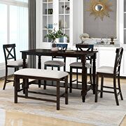 6-piece counter height dining table set table with shelf 4 chairs and bench in espresso by La Spezia additional picture 2