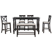 6-piece counter height dining table set table with shelf 4 chairs and bench in espresso by La Spezia additional picture 19