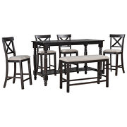 6-piece counter height dining table set table with shelf 4 chairs and bench in espresso by La Spezia additional picture 6