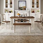 Classic 6-piece dining set wooden table and 4 chairs with bench in brown/ cottage white by La Spezia additional picture 2