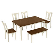 Classic 6-piece dining set wooden table and 4 chairs with bench in brown/ cottage white by La Spezia additional picture 12