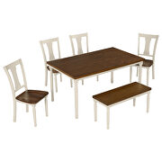 Classic 6-piece dining set wooden table and 4 chairs with bench in brown/ cottage white by La Spezia additional picture 15
