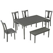 Classic 6-piece dining set wooden table and 4 chairs with bench in gray by La Spezia additional picture 15