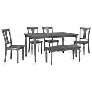 Classic 6-piece dining set wooden table and 4 chairs with bench in gray by La Spezia additional picture 16