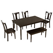 Classic 6-piece dining set wooden table and 4 chairs with bench in espresso by La Spezia additional picture 16