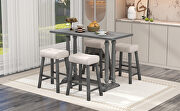 5-piece counter height dining set with a rustic table and 4 upholstered stools in gray by La Spezia additional picture 11