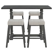 5-piece counter height dining set with a rustic table and 4 upholstered stools in gray by La Spezia additional picture 12