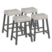 5-piece counter height dining set with a rustic table and 4 upholstered stools in gray by La Spezia additional picture 6