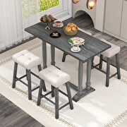 5-piece counter height dining set with a rustic table and 4 upholstered stools in gray by La Spezia additional picture 9