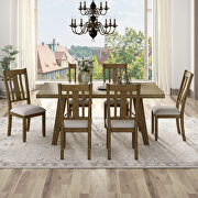 7-piece dining room set industrial style rectangular table with chain bracket and 6 dining chairs in natural walnut by La Spezia additional picture 2