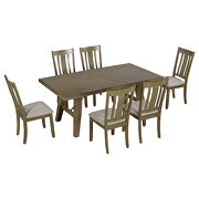 7-piece dining room set industrial style rectangular table with chain bracket and 6 dining chairs in natural walnut by La Spezia additional picture 12