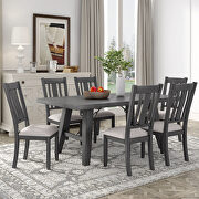 7-piece dining room set industrial style rectangular table with chain bracket and 6 dining chairs in gray by La Spezia additional picture 2