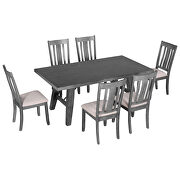 7-piece dining room set industrial style rectangular table with chain bracket and 6 dining chairs in gray by La Spezia additional picture 14