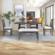 6-piece wooden rustic style dining set including table, 4 chairs and bench in gray by La Spezia additional picture 2