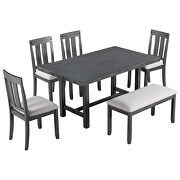 6-piece wooden rustic style dining set including table, 4 chairs and bench in gray by La Spezia additional picture 12