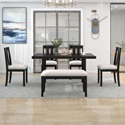 6-piece wooden rustic style dining set including table, 4 chairs and bench in espresso by La Spezia additional picture 2