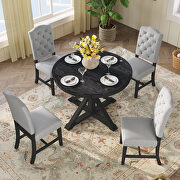 Espresso finish retro style dining table set with extendable table and 4 upholstered chairs by La Spezia additional picture 13
