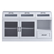 White mesh metal doors multifunctional buffet cabinet with wineglass holders by La Spezia additional picture 2