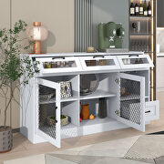 White mesh metal doors multifunctional buffet cabinet with wineglass holders by La Spezia additional picture 3