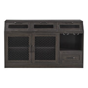 Espresso mesh metal doors multifunctional buffet cabinet with wineglass holders by La Spezia additional picture 6