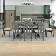 9-piece retro style dining table set: gray wood rectangular table and 8 dining chairs by La Spezia additional picture 2