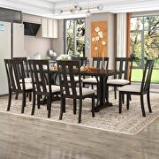 9-piece retro style dining table set: espresso wood rectangular table and 8 dining chairs by La Spezia additional picture 16