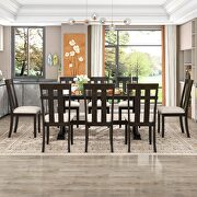 9-piece retro style dining table set: espresso wood rectangular table and 8 dining chairs by La Spezia additional picture 17