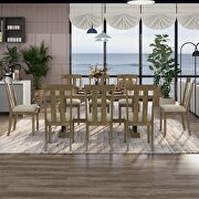 9-piece retro style dining table set: natural walnut wood rectangular table and 8 dining chairs by La Spezia additional picture 3