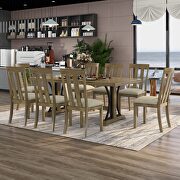 9-piece retro style dining table set: natural walnut wood rectangular table and 8 dining chairs by La Spezia additional picture 4
