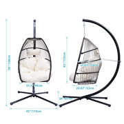 Rattan swing hammock egg chair with beige cushion and pillow by La Spezia additional picture 12