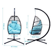 Rattan swing hammock egg chair with blue cushion and pillow by La Spezia additional picture 12