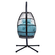 Rattan swing hammock egg chair with blue cushion and pillow by La Spezia additional picture 10