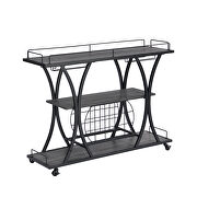 Industrial serving cart with 3 tier storage shelves in black and gray by La Spezia additional picture 2