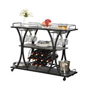 Industrial serving cart with 3 tier storage shelves in black and gray by La Spezia additional picture 5