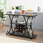 Industrial serving cart with 3 tier storage shelves in black and gray by La Spezia additional picture 9