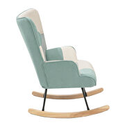 Blue patchwork linen fabric mid-century rocking chair with wood legs by La Spezia additional picture 4