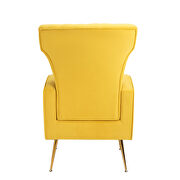 Yellow velvet wingback accent chair with gold legs by La Spezia additional picture 2