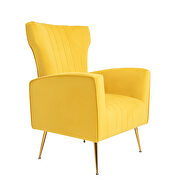 Yellow velvet wingback accent chair with gold legs by La Spezia additional picture 4