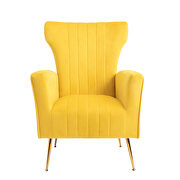 Yellow velvet wingback accent chair with gold legs by La Spezia additional picture 5