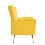 Yellow velvet wingback accent chair with gold legs by La Spezia additional picture 7