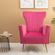 Rose red velvet wingback accent chair with gold legs by La Spezia additional picture 2
