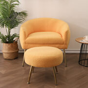 Yellow plush particle velvet accent chair with ottoman by La Spezia additional picture 8
